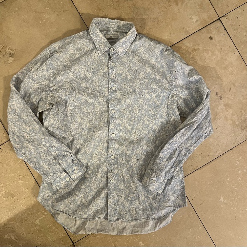 Zara Light Blue Floral Men's Shirt